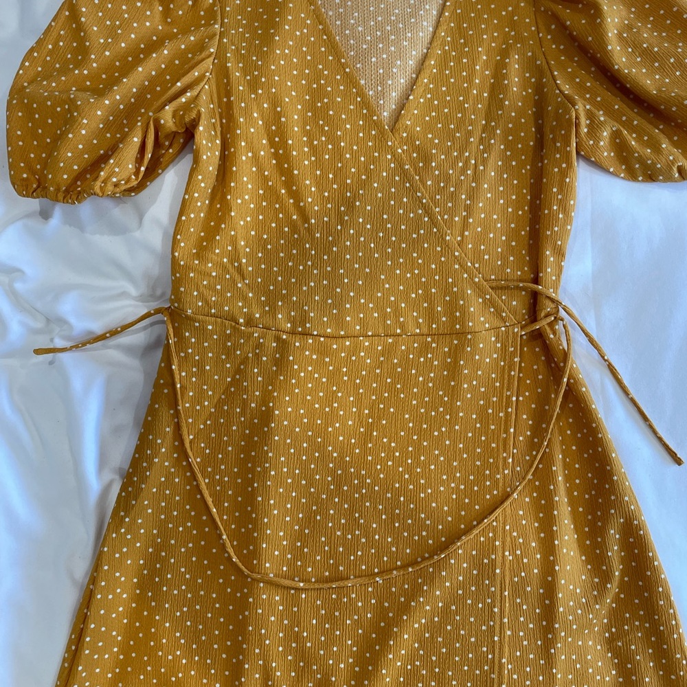 Mustard yellow polka dots dress